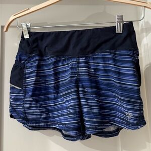 Athleta Women's Striped Blue Workout Shorts